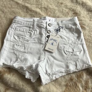 White high rise shorts